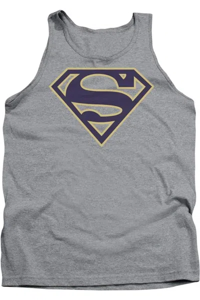 Gildan Superman Navy & Gold Shield Adult Tank Top In Multi