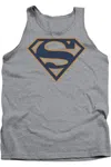 Gildan Superman Navy & Orange Shield Adult Tank Top In Multi