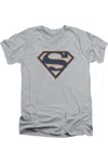 Gildan Superman Navy & Orange Shield Short Sleeve Adult V Neck Tee / T-shirt In Multi