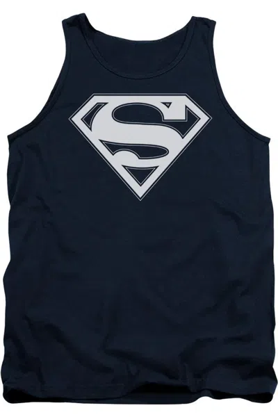 Gildan Superman Navy & White Shield Adult Tank Top In Blue
