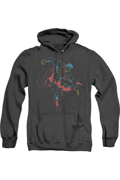 Gildan Superman Neon Superman Adult Heather Hoodie / Hooded Sweatshirt In Black