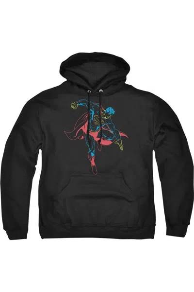 Gildan Superman Neon Superman Adult Pull Over Hoodie / Hooded Sweatshirt In Black