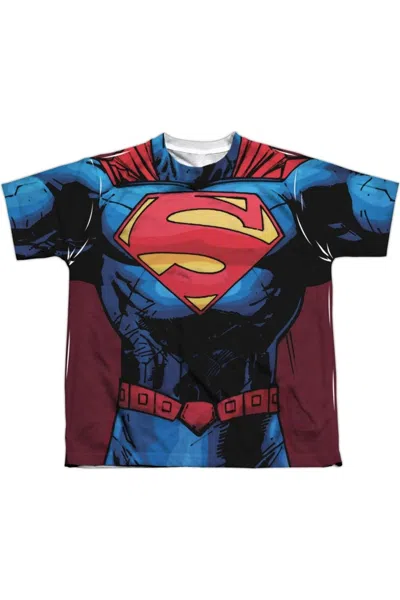 Gildan Kids' Superman New 52 Superman (front/back Print) Short Sleeve Youth Poly Crew Tee / T-shirt In Multi