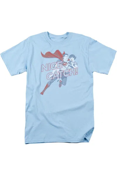 Gildan Superman Nice Catch Short Sleeve Adult Tee / T-shirt In Blue