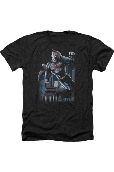 Gildan Superman Night Fight Adult Heather Tee / T-shirt In Black