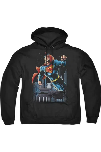 Gildan Superman Night Fight Adult Pull Over Hoodie / Hooded Sweatshirt In Black