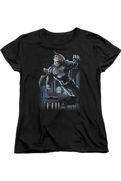 Gildan Superman Night Fight Short Sleeve Womens Tee / T-shirt In Blue