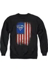 Gildan Superman Old Glory Shield Adult Crewneck Sweatshirt In Black