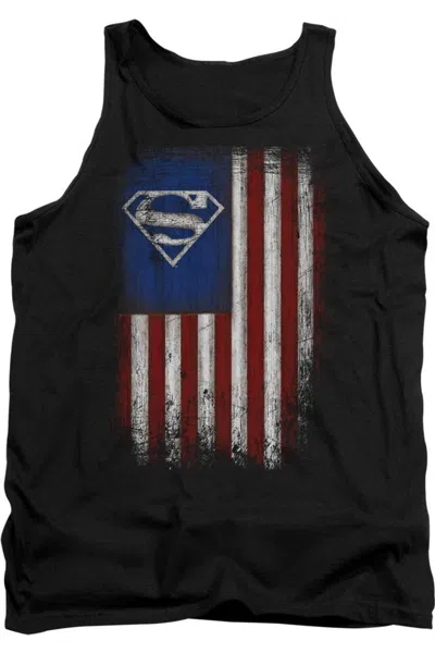 Gildan Superman Old Glory Shield Adult Tank Top In Black