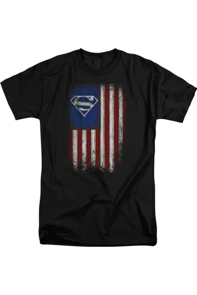 Gildan Superman Old Glory Shield Short Sleeve Adult Tall Tee / T-shirt In Black