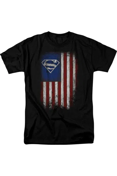 Gildan Superman Old Glory Shield Short Sleeve Adult Tee / T-shirt In Black
