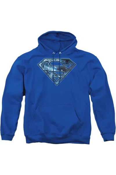 Gildan Superman On Ice Shield Adult Pull Over Hoodie / Hooded Sweatshirt In Blue