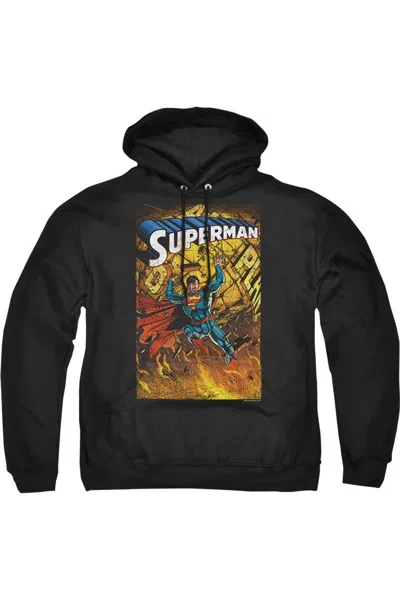Gildan Superman One Adult Pull Over Hoodie / Hooded Sweatshirt In Black