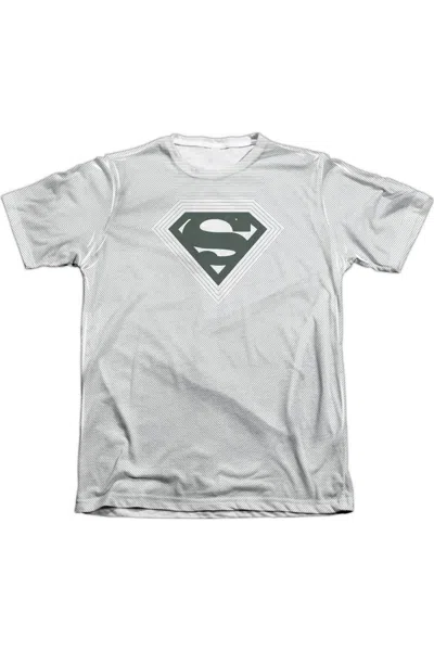 Gildan Superman Optical Stripes Adult Poly/cotton Short Sleeve Tee / T-shirt In White