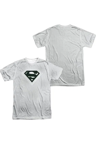 Gildan Superman Optical Stripes Short Sleeve Adult Poly Crew Tee / T-shirt In White