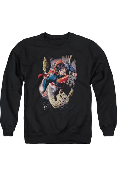 Gildan Superman Orbit Adult Crewneck Sweatshirt In Black