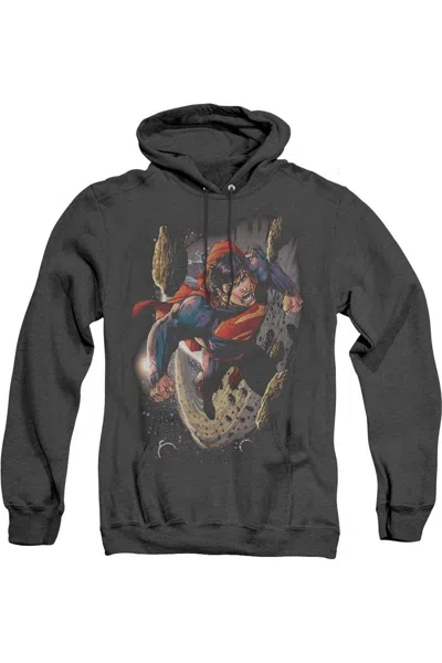 Gildan Superman Orbit Adult Heather Hoodie / Hooded Sweatshirt In Black