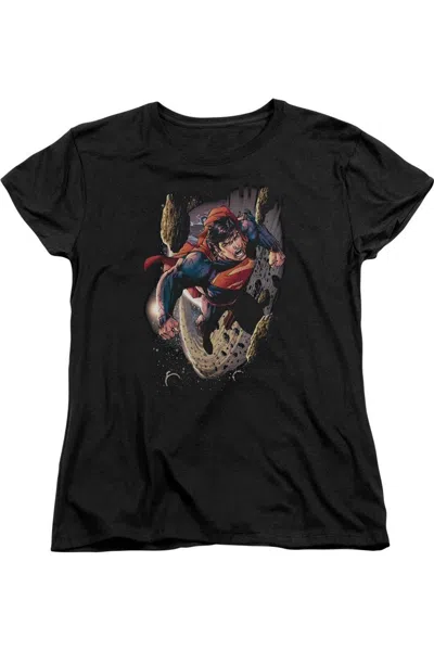 Gildan Justice League Of America Action Stars Short Sleeve Womens Tee / T-shirt In Black