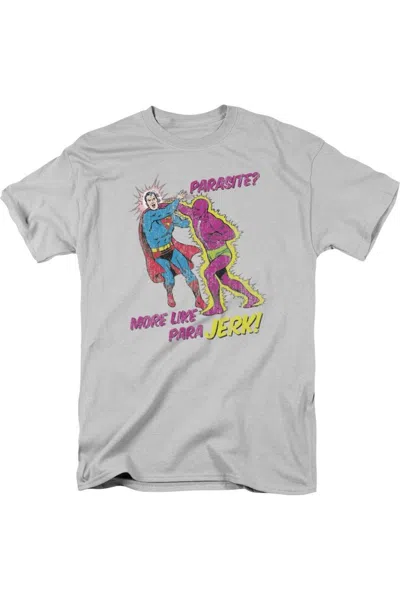 Gildan Superman Parajerk Short Sleeve Adult Tee / T-shirt In Silver