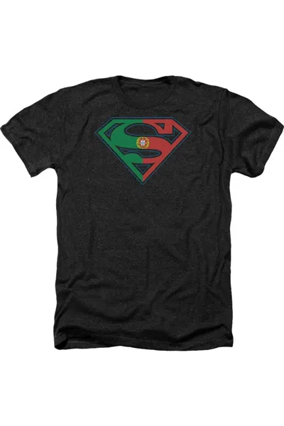 Gildan Superman Portugal Shield Adult Heather Tee / T-shirt In Black