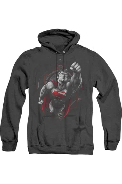Gildan Superman Propaganda Superman Adult Heather Hoodie / Hooded Sweatshirt In Black