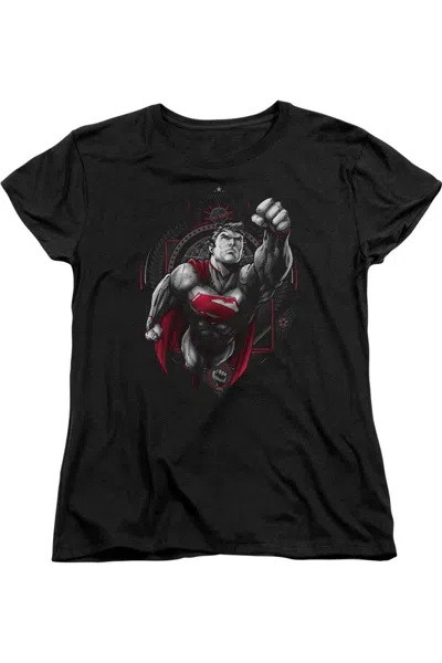Gildan Superman Propaganda Superman Short Sleeve Womens Tee / T-shirt In Black