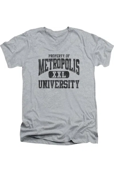 Gildan Superman Property Of Metropolis University Short Sleeve Adult V Neck Tee / T-shirt In Multi
