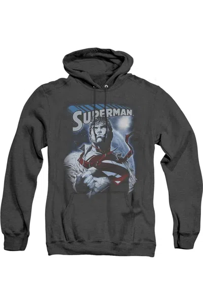 Gildan Superman Protect Earth Adult Heather Hoodie / Hooded Sweatshirt In Black