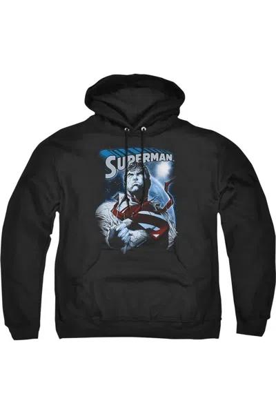 Gildan Superman Protect Earth Adult Pull Over Hoodie / Hooded Sweatshirt In Black