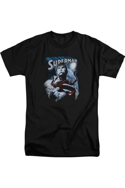 Gildan Superman Protect Earth Short Sleeve Adult Tall Tee / T-shirt In Black