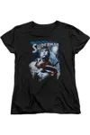 Gildan Superman Protect Earth Short Sleeve Womens Tee / T-shirt In Black