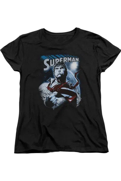 Gildan Superman Protect Earth Short Sleeve Womens Tee / T-shirt In Black