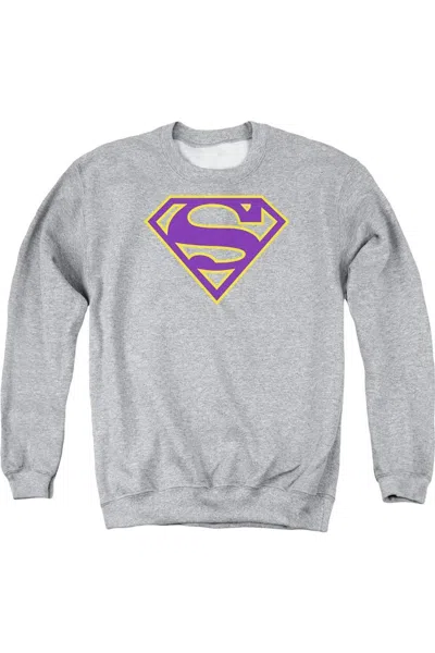 Gildan Superman Purple & Gold Shield Adult Crewneck Sweatshirt In Multi