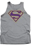 Gildan Superman Purple & Gold Shield Adult Tank Top In Multi