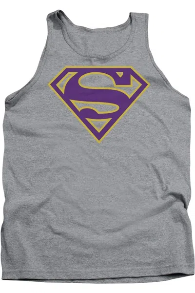 Gildan Superman Purple & Gold Shield Adult Tank Top In Multi