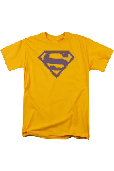 Gildan Superman Purple & Gold Shield Short Sleeve Adult Tee / T-shirt