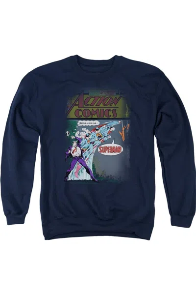 Gildan Superman Quick Change Adult Crewneck Sweatshirt In Blue