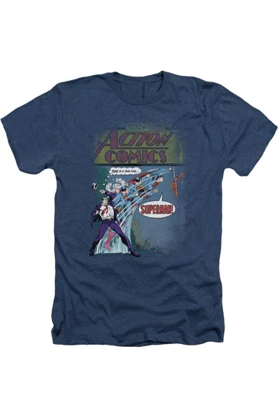 Gildan Superman Quick Change Adult Heather Tee / T-shirt In Blue