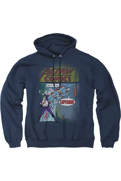 Gildan Superman Quick Change Adult Pull Over Hoodie / Hooded Sweatshirt In Blue