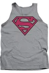 Gildan Superman Red & Black Shield Adult Tank Top In Multi