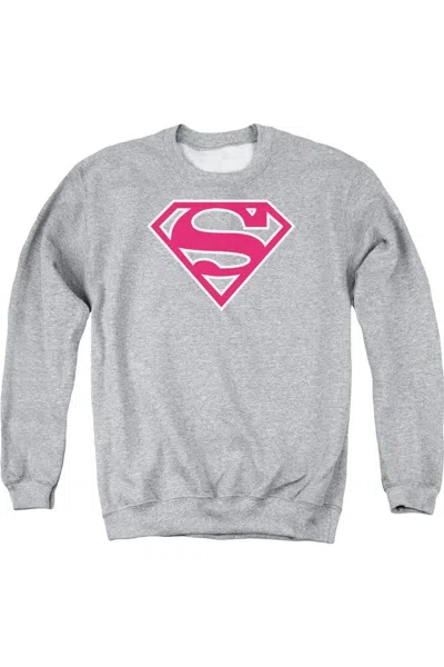 Gildan Superman Red & White Shield Adult Crewneck Sweatshirt In Gray