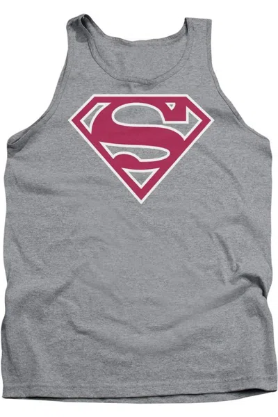 Gildan Superman Red & White Shield Adult Tank Top In Gray