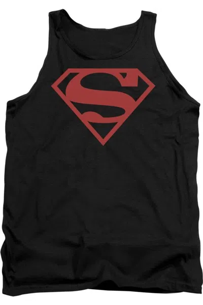 Gildan Superman Red On Black Shield Adult Tank Top