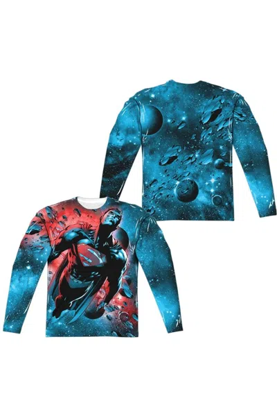 Gildan Superman Red Son Long Sleeve Adult Poly Crew T-shirt In Blue