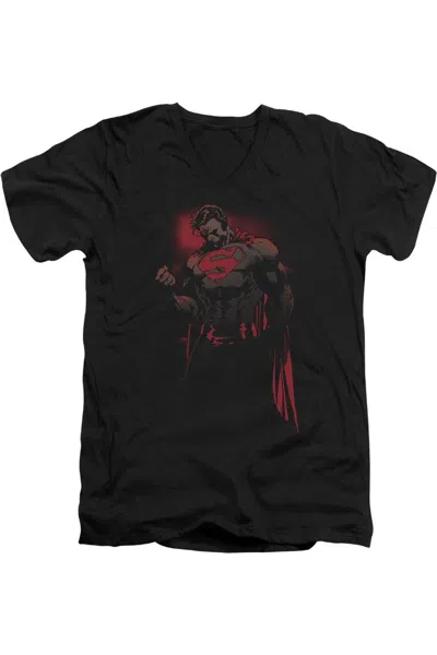 Gildan Superman Red Son Short Sleeve Adult V Neck T-shirt In Black
