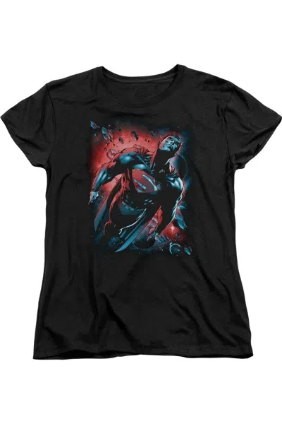 Gildan Superman Red Son Short Sleeve Womens T-shirt In Black