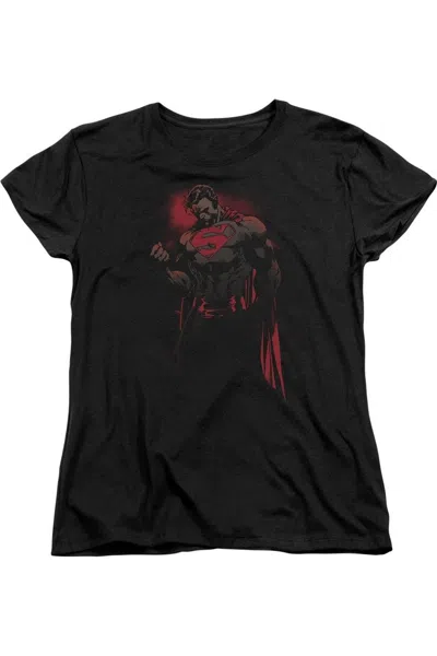 Gildan Superman Red Son Short Sleeve Womens T-shirt In Black