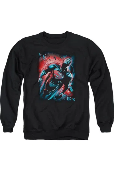 Gildan Superman Red Sun Adult Crewneck Sweatshirt In Black