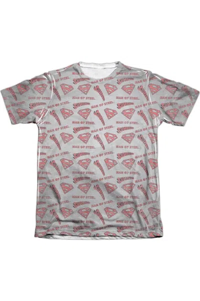 Gildan Superman Repeat Super Adult 65/35 Poly/cotton Short Sleeve Tee / T-shirt In Gray