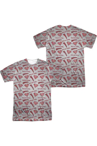 Gildan Superman Repeat Super Short Sleeve Adult 100% Poly Crew Tee / T-shirt In Gray